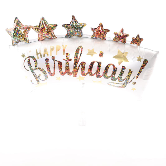 Happy Birthday Glitter Banner Balloon, 35in